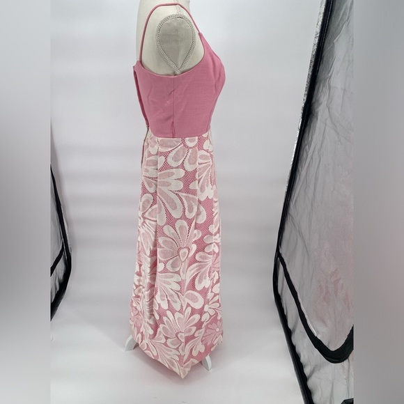 Vintage Handmade Pink Floral Women’s Spaghetti Straps Maxi Dress - Picture 8 of 15